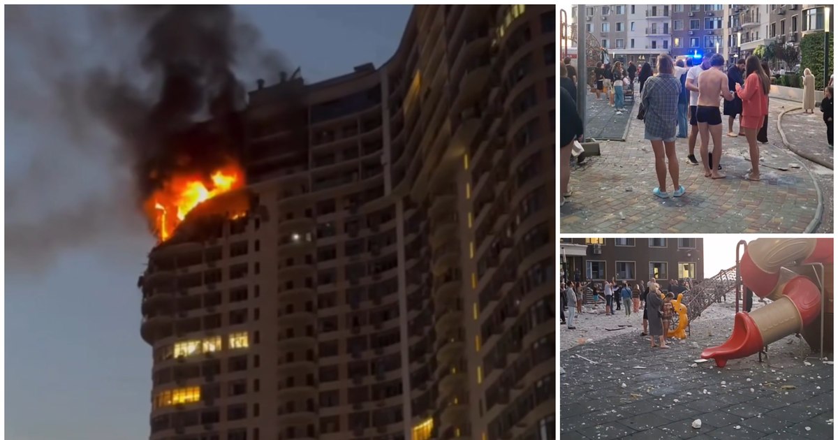 Atac cu drone rusești asupra Odessei: un bloc de apartamente a fost cuprins de flăcări