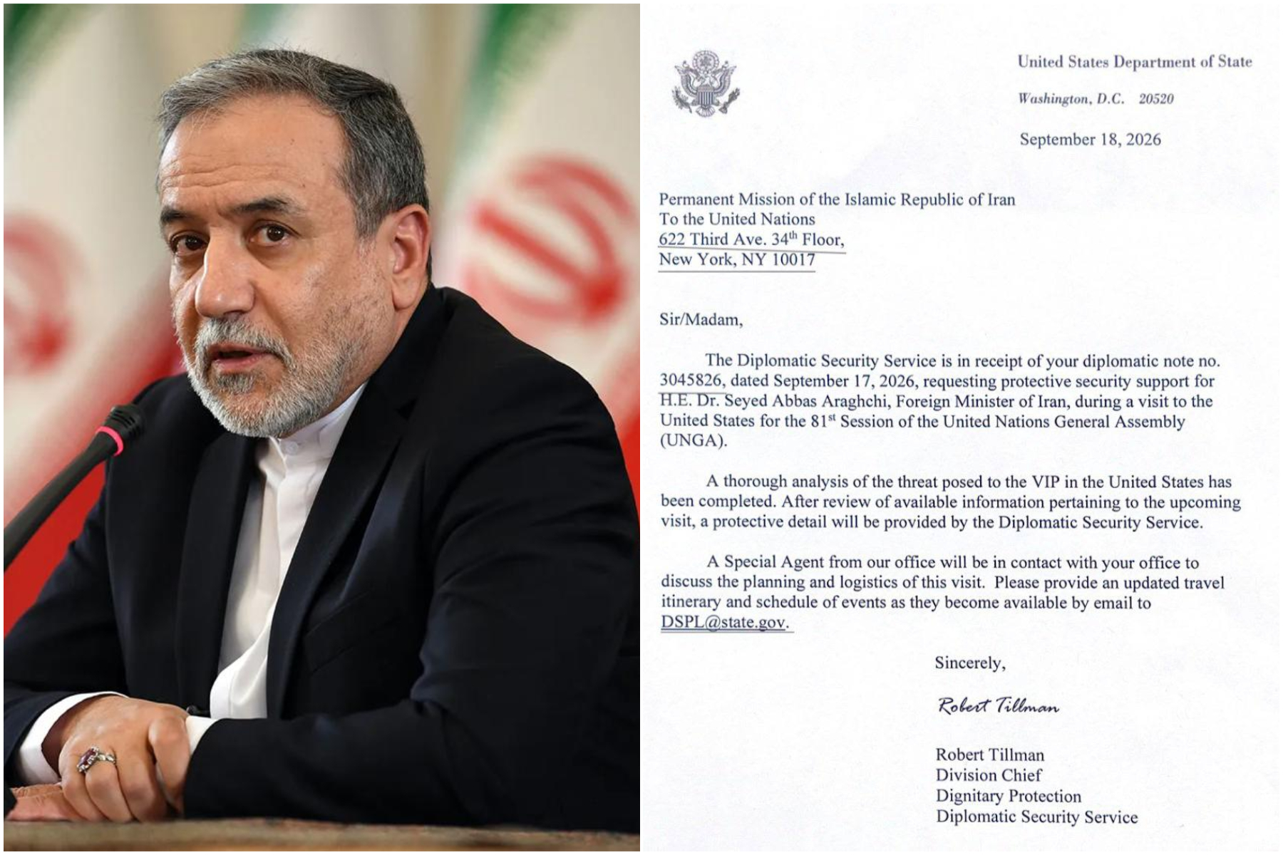 Ministrul iranian de Externe, Abbas Araghchi, va fi protejat de serviciile de securitate ale SUA în New York
