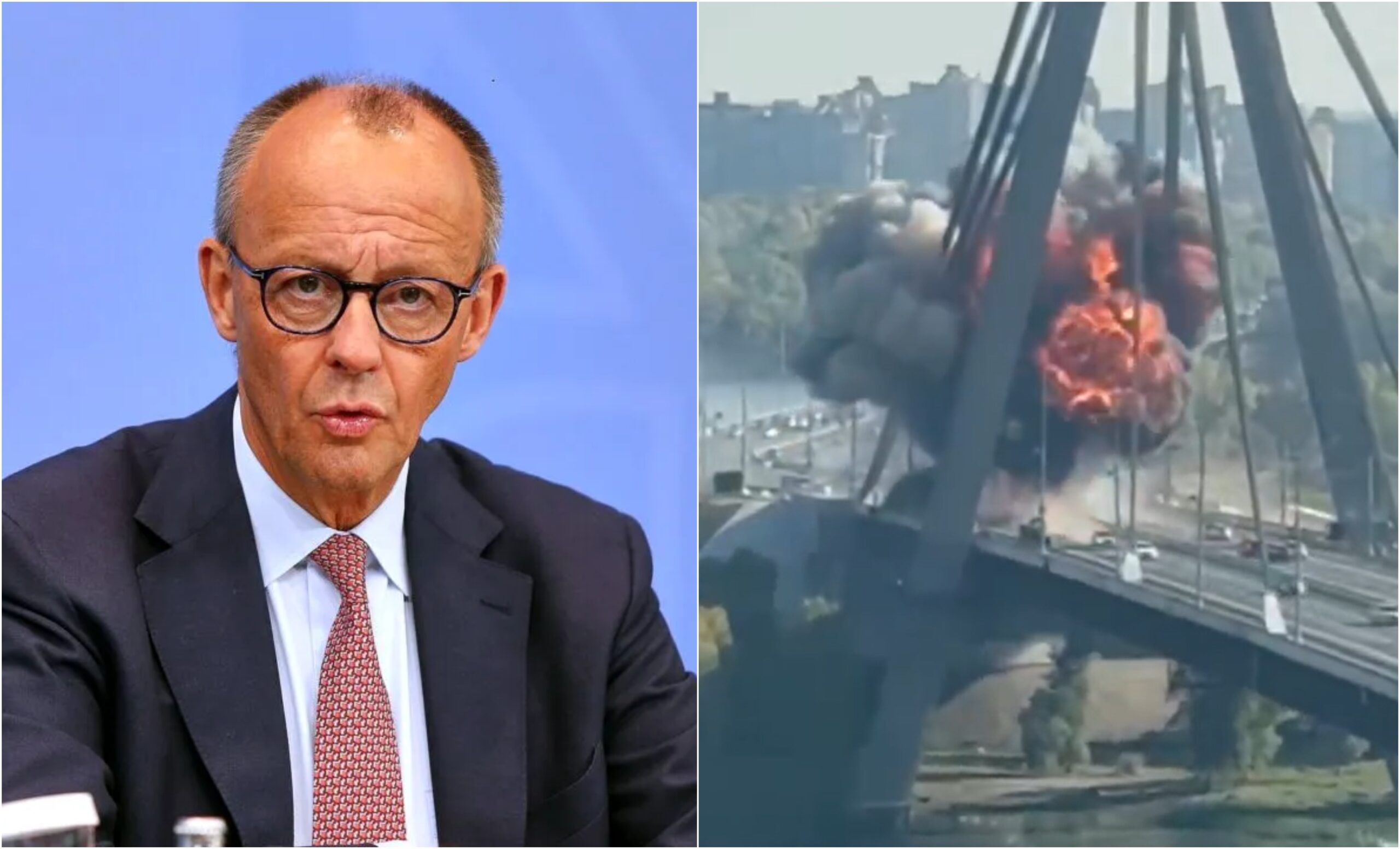 Atac cu dronă asupra Podului de Nord din Kiev în timpul vizitei oficiale a cancelarului german Friedrich Merz